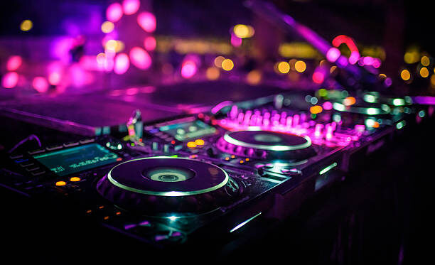 DJ console desk at nightclub